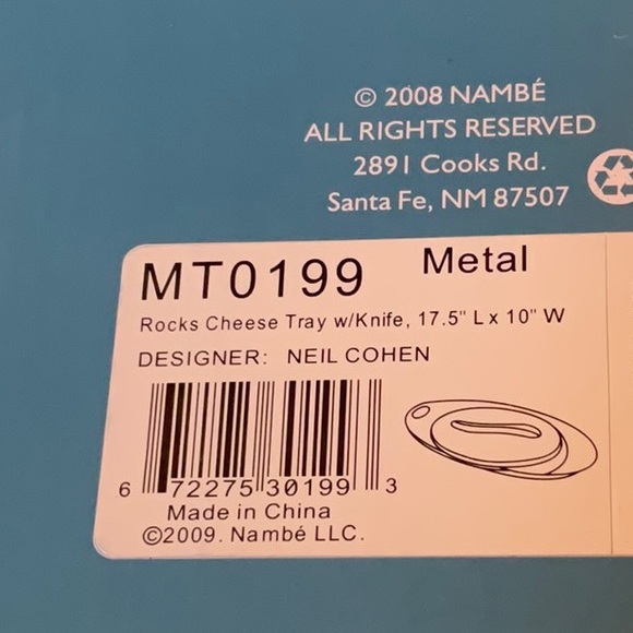 🌷NAMBE ROCKS CHEESE TRAY WITH KNIFE NWT. - Picture 5 of 5